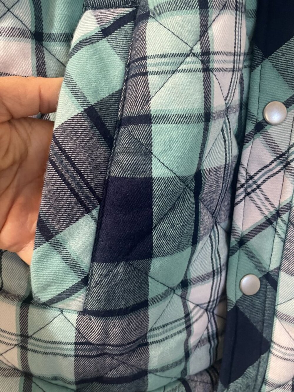 Ocean Coast Plaid Jacket Size Large Blue and Green - Picture 9 of 9